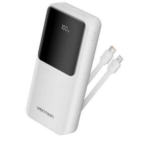 Powerbank 20000mAh Vention FHPW0/ 22.5W/ Blanca/ Incluye Cable USB TIpo-C y Lightning