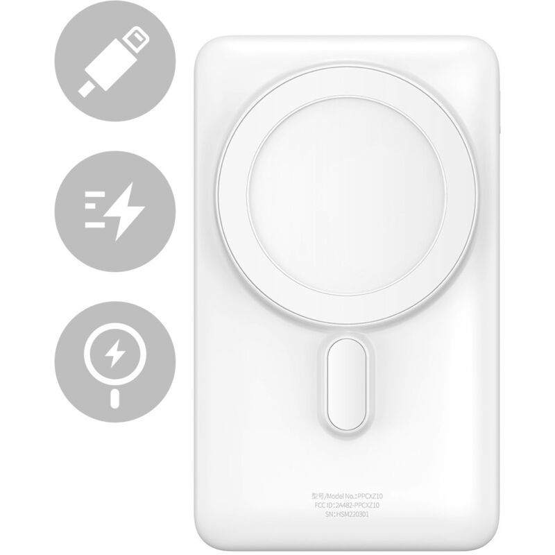 Powerbank avec chargement sans fil MagSafe 10000mAh 20W Câble USB-C 0,5m blanc