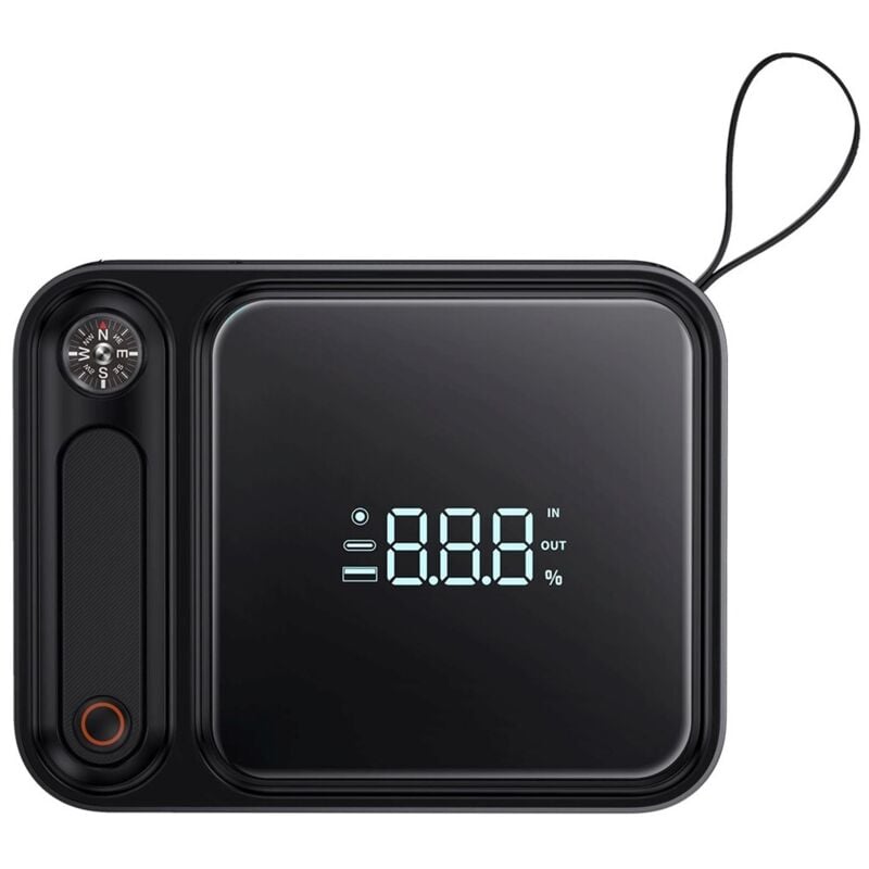 Powerbank USB 3 en 1 USB-C, démarreur de saut pour voiture, lampe de poche 3000A, noir