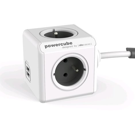 POWERCUBE EXTENDED BLOC MULTIPRISE 4 PRISES ET 2 PRISES USB AVEC CÂBLE 3M 491155