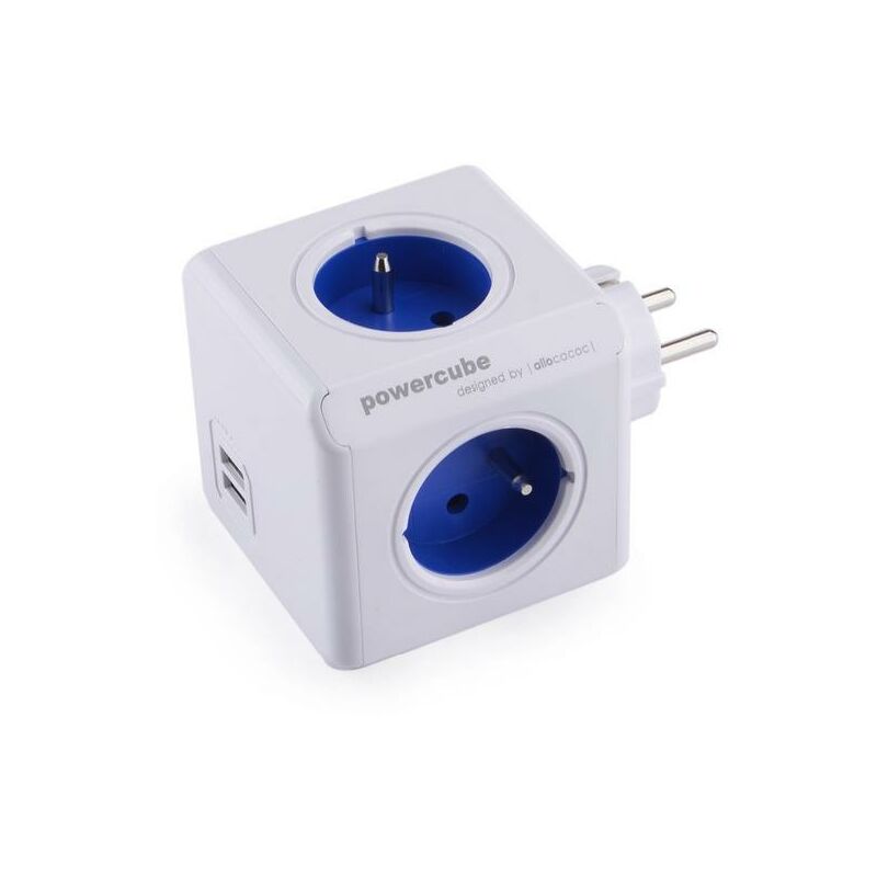 PowerCube - Prise DuoUSB, 4 prises 250 v + 2 usb, fr, couleur white - Allocacoc