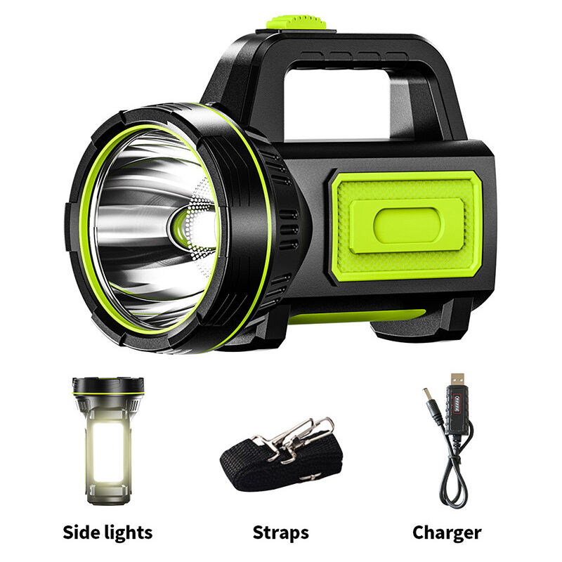 Powerful mAh usb Rechargeable led Flashlight with Side Light, Waterproof Torch for Emergency Hiking Camping Hunting (with Side Light)