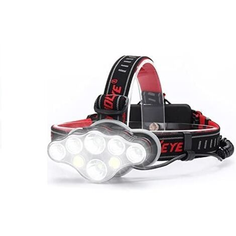 Powerful Rechargeable Headlamp, 18000 Lumen 8 Modes LED Headlamp Powerful Headlamp Hands-free Lamp for Camping, IPX5 Running Headlamp for Kids Reading