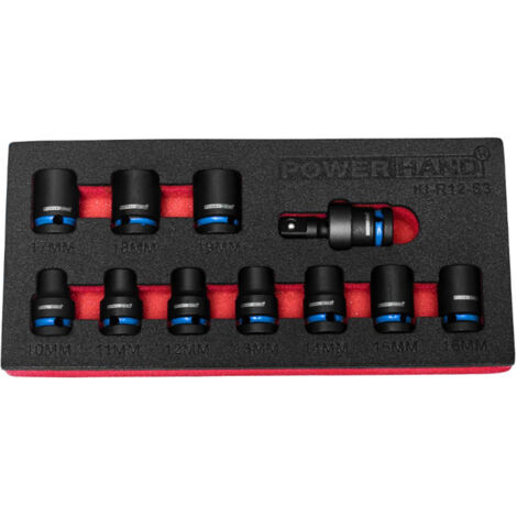 PowerHand KI-R12-S1 1/2 Shallow Impact Socket Set 10-19mm in EVA Foam