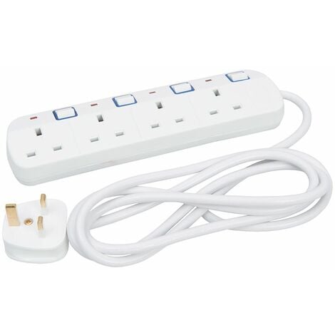 Powermaster Switched Extension Lead with Neon Indicator 230V - 4-Gang 2m