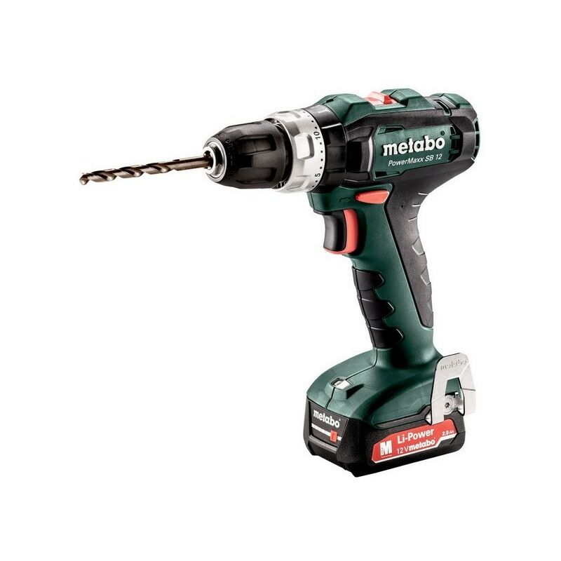 

Metabo - 601076500 Taladro percutor a bateria 12V 2x 2Ah Li-Ion PowerMaxx SB 12 Con maletín