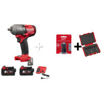 Powerpack Boulonneuse à chocs M18FMTIWT12-502XA + adaptateur + coffret 10 douilles MILWAUKEE - 4933464024