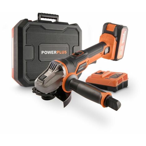 Powerplus Meuleuse d'Angle sans Fil de 20 V POWDP35150 - Disque Abrasif Ø 115 mm - Meuleuse Compacte et Ergonomique - avec Batterie de 5,0 Ah - 2,5 Ah et Chargeur