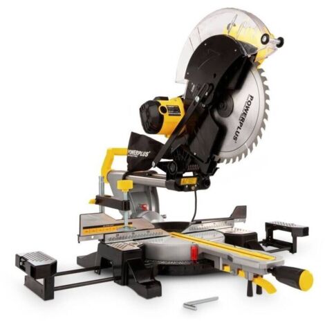 Powerplus Scie à Onglet Électrique de 2000 W POWX075751DB - Circ Télésc Coupes Droites et d'Onglet Ø 305 mm - Laser - 2 Acc