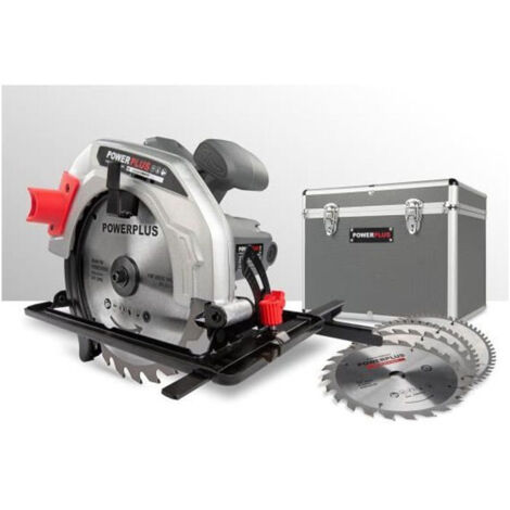Powerplus Scie Circulaire Électrique POWESET4 - Outil Filaire Compact de 1200 W et Ø 185 mm - avec Rail de Guidage - 4 Accessoires