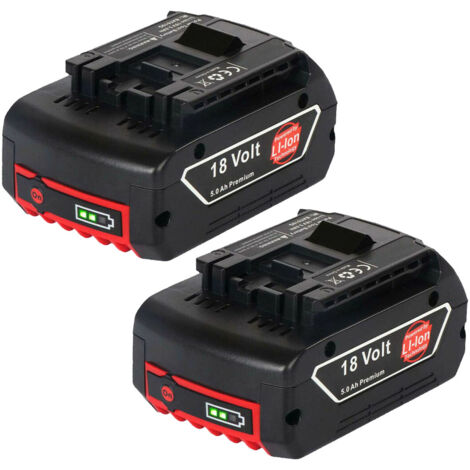 Powerwings – Batterie lithium 18V 5000mAh – 2x batteries de remplacement pour Bosch GDR, GDS, GKS, GSR – Compatible avec modèles BAT609, BAT610, BAT611