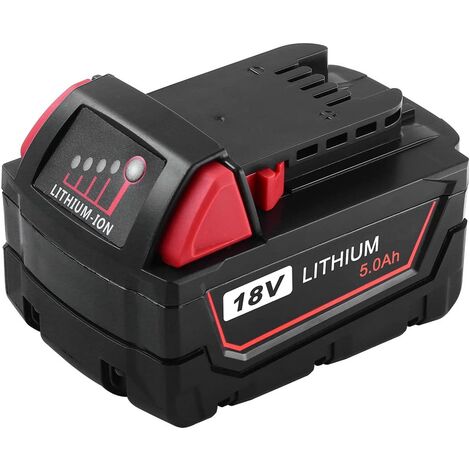 Powerwings – Batterie lithium 18V 5.0Ah pour outils sans fil Milwaukee – Capacité 5000mAh – Compatible avec modèles 48-11-1840 et 48-11-1850