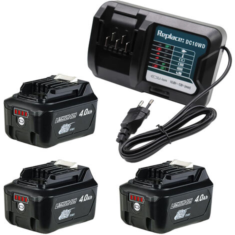 Powerwings – Batterie lithium 3x 12V 4,0Ah pour Makita – Compatible BL1021B BL1041B BL1020 – Chargeur DC10WD inclus