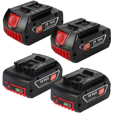Powerwings – Batterie Lithium-Ion 18V 5000mAh – Lot de 4 – Compatible Bosch GDR, GDS, GKS, GSB – Idéale pour chantiers humides