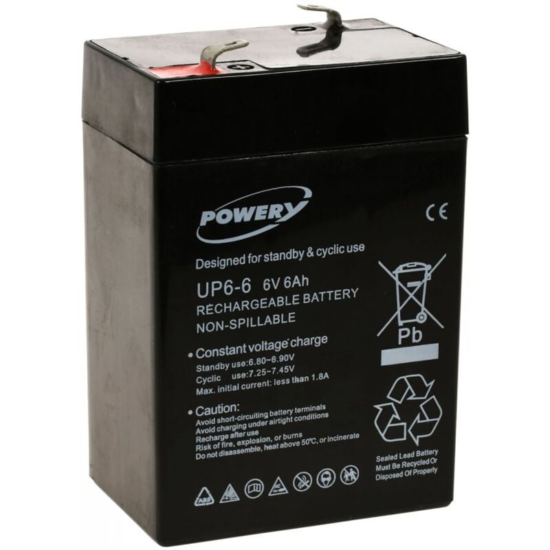 

Powery Batería de GEL para Equipos de limpieza, cortacésped 6V 6Ah (Reemplaza también 4Ah, 4,5Ah)