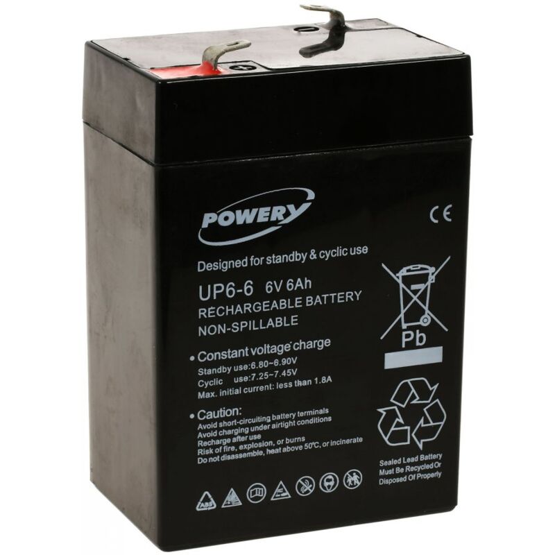 

Powery Batería de GEL para Peg Perego Polaris Sportsman 400 6V 6Ah (Reemplaza también 4Ah, 4,5Ah)
