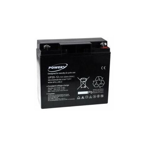 Powery Batería de GEL UP20-12 12V 20Ah (Reemplaza también 18Ah)