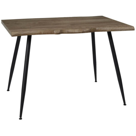 POYTA - Table Repas Piètement Métal Noir et Plateau Bois