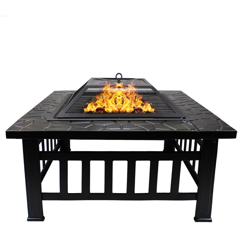 

Pozo de Fuego 3 in 1, Brasero BBQ, 81 x 81 x 45 cm, Negro, Material: Acero