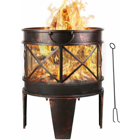 Pozo de fuego al aire libre, Pozo de fuego para patio, Pozo de fuego para jardín, Pozo de fuego multifunción, con manijas de póquer, Seguro y estable, para patio, Camping, Fogata, Jardín, 45 * 42 * 58 cm
