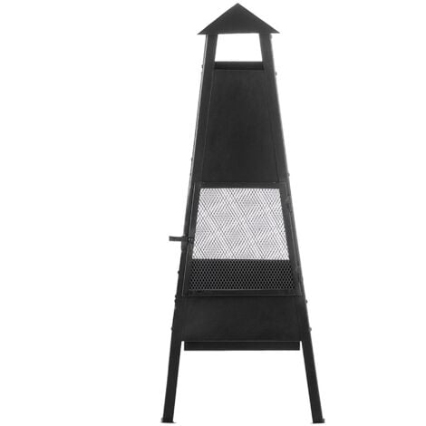 Pozo de fuego chimenea de metal negro carbón leña madera jardín exterior Yasur - Negro