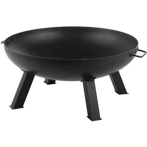Pozo de fuego de metal negro forma de cuenco redondo carbón leña jardín exterior Sempu - Negro