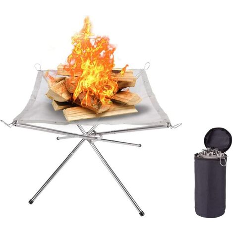 Pozo de fuego portátil de acero inoxidable para exteriores, pozo de fuego para acampar, luces de espectro completo, luces para plantas, comida justo en los guantes del horno