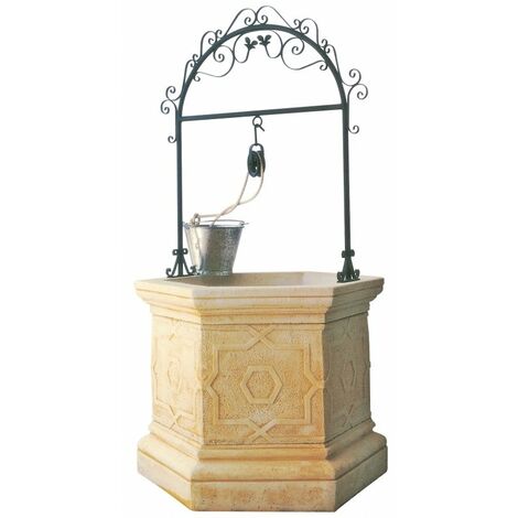 POZO DE PIEDRA ARTIFICIAL GOZO DECORADO PARA JARDIN