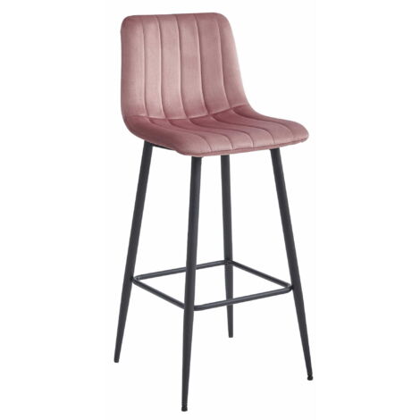 POZZA-Hocker – dunkelrosa Samt / schwarze Beine x 1