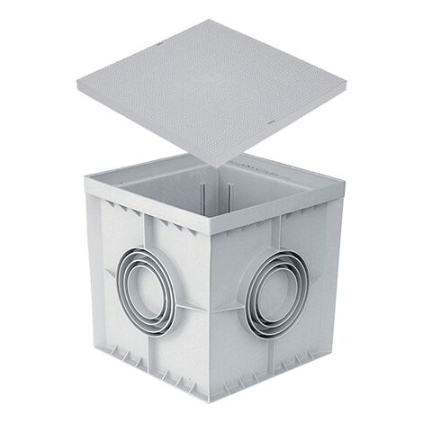 Pozzetto 40x40 400x400 con coperchio colore grigio in ppr 40 cm