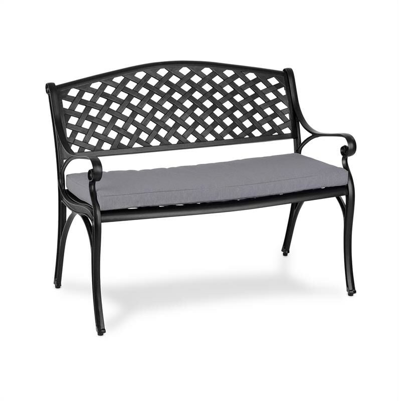 Pozzilli bl Set banc de jardin + coussins de siège noir & gris