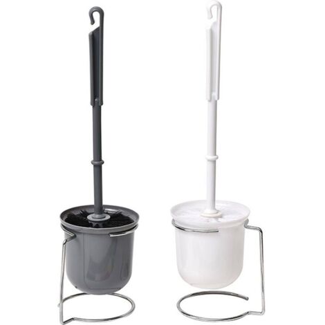 Pp wc bürste metalhalter verchromt 2 farben sortiert - weiss grau - Tendance