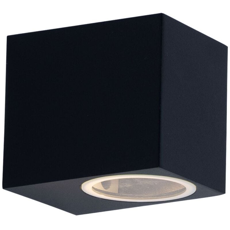 Applique d'extérieur porte basse spot façade alu noir dans un ensemble comprenant des ampoules led