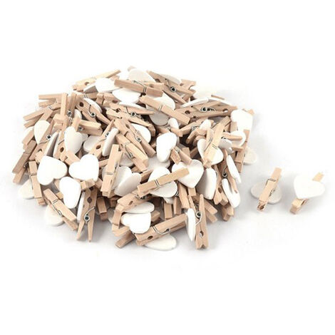 PPYY – Mini pinces à linge en bois, piquets décoratifs avec curs, blanc, nouveauté,White
