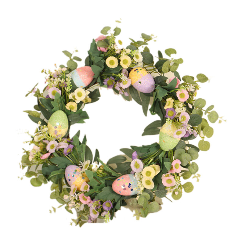 Tlily - Pâques Simulation Oeuf Couronne D'Eucalyptus Fleurs Artificielles Feuille de Bricolage Enfant Cadeau DéCoration de Mariage Anniversaire