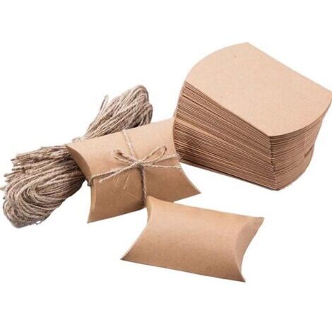 Pr 100 Pièces Boîtes Cadeaux 96.5CM Boîte à bonbons en papier kraft, Boîte en papier kraft vintage avec corde de 55 cm, Grande boîte d'emballage pour mariages, boîtes bricolage, cadeaux Noël