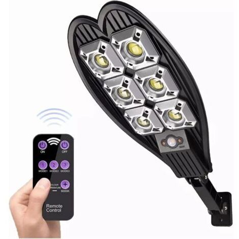 Pr 108COB Lampe solaire LED étanche avec télécommande PIR Détecteur de mouvement Lampe solaire pour jardin Sécurité murale