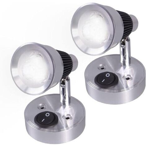 Pr 12V LED Spot Lampe de Lecture Murale 2 pièces Auto LED Lumière Interrupteur réglable Intérieure Caravane Van Lumière pour Camping-Car, Camper Van, Bateau (Froid Blanc)