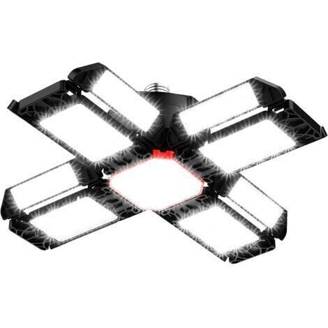 Pr 200W LED Lampe d'atelier Eclairage de garage 1 PCS 6500K Plafonnier déformable avec 12 Panneaux Réglables - E26 / E27 Bay lumière pour cave magasin atelier grange entrepôt [Classe énergétique F]