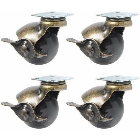 Pr 4Pcs roulette à roulettes pour pieds de meuble (1.5inch (40mm) - avec frein)