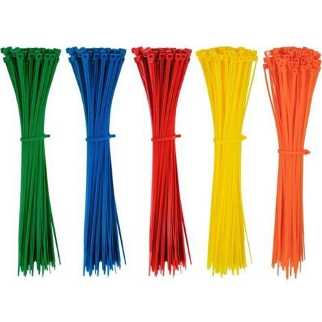 Pr 500 Pièces Serre-câbles Plastique Colorées 200mm x 2,8 mm Attaches de Câble en Électriques Nylon Autobloquantes pour Gestion de Câblesde Jardinage