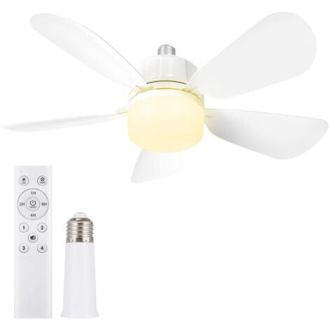 Pr 50CM Ventilateur à Douille avec E27 Base, Ventilateur à Douille à Lumière LED pour Salle de Bain, Cuisine, Chambre et Garage, 1 Pack