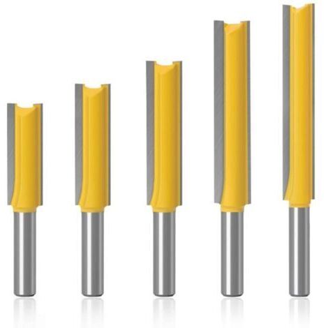 Pr 5Pcs 8mm Flush Trim Router Bits Extra Long Mèches Carbide Router Bits à Bois Fraise à Menuiserie - Pour bois, longueur de coupe extra longue : 30 mm, 40 mm, 50 mm, 63 mm, 76 mm