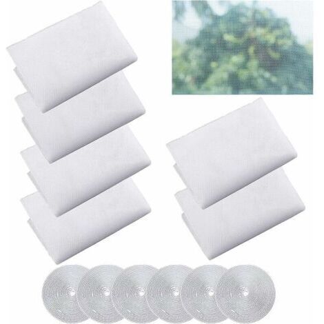 Pr 6 Pièces Moustiquaire Fenêtre, Blanc Moustiquaire Moustiquaire avec 6 Rouleaux Crochet Ruban Adhésif Moustiquaire Maille Abeille Bug Protecteur Moustiquaire pour Windows (150x130cm)