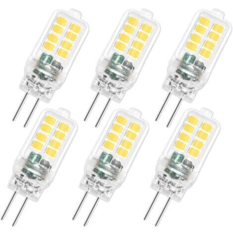 Pr Ampoule LED G4 12V 3W, Non Dimmable, 16SMD 300LM Blanc Froid 6000K, Équivalent 25W G4 Ampoule Halogène, Ampoule G4 LED pour Lustre, Éclairage Paysager, Lumière d'armoire, Chambre, Lot de 6
