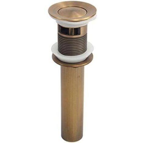 Pr Bouchon de robinet de salle de bain sans trop-plein, Bonde de Vidange Pop-up avec Trop-Plein au Style Rétro en Laiton Vieilli, Accessoire de Salle de Bain