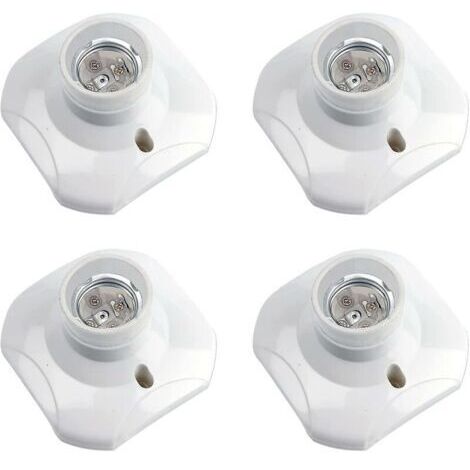 Pr Douille Plafond E27 à Visser, Douille E27 Garage, AC 220-240V, Support Douille pour Ampoule LED, Base Plafonnier Culot E27, Base de Lampe Plastique Blanche pour Lampe au Mur, lot de 4