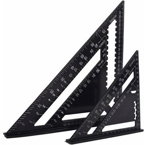 Pr Equerre Menuisier Multifonctions 18cm et 30cm, Triangle Métal Aluminium Règle Équerre Trusquin Guide Raporteur Angle 45 90 Degres/Outillage Charpentier/Outil Traçage Guidage Menuiserie Bois