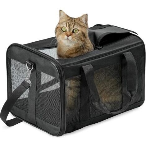 Pr Ersandy – Sac de transport pour chien et chat – Souple et pliable – Dimensions 42x28x28 cm – Charge max 17 lbs – Tapis en laine pour voyage