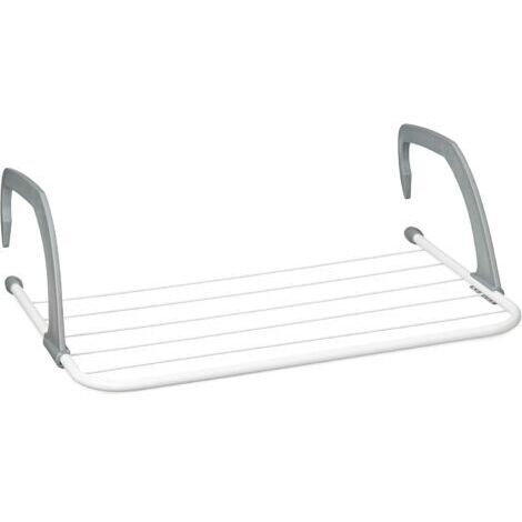 Pr Ersandy – Séchoir à linge suspendu pour radiateur et balcon – Longueur 3 m – Acier blanc – Compact et portable pour petits espaces